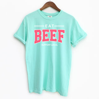 Pink Eat Beef - Support Local ComfortWash/ComfortColor T-Shirt (S-4XL) - Multiple Colors!