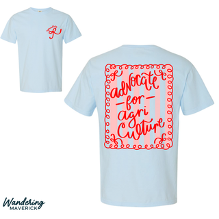 Advocate For Agriculture Stripes and Bows T-Shirt - Front and Back - Chambray
