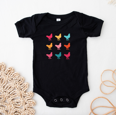 Colorful Chickens One Piece/T-Shirt (Newborn - Youth XL) - Multiple Colors!