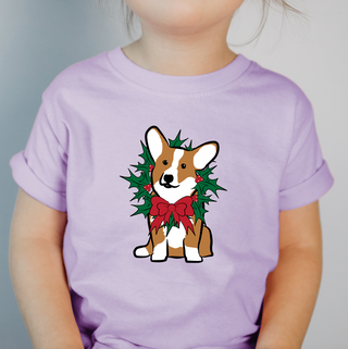 Corgi Christmas Wreath One Piece/T-Shirt (Newborn - Youth XL) - Multiple Colors!