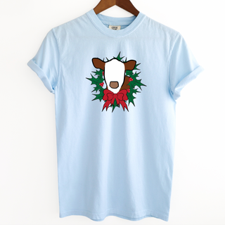 Hereford Christmas Wreath ComfortWash/ComfortColor T-Shirt (S-4XL) - Multiple Colors!