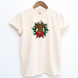 Goat Christmas Wreath ComfortWash/ComfortColor T-Shirt (S-4XL) - Multiple Colors!