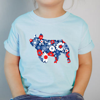 Patriotic Daisy Pig One Piece/T-Shirt (Newborn - Youth XL) - Multiple Colors!